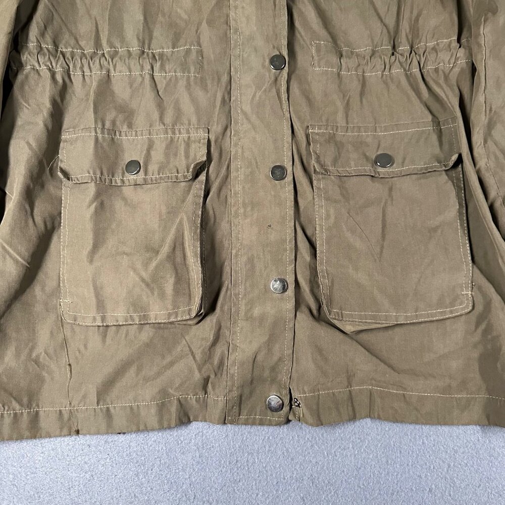 Iris Los Angeles Womens L Green Utility Militar Front Zip Button Jacket - Picture 3 of 13